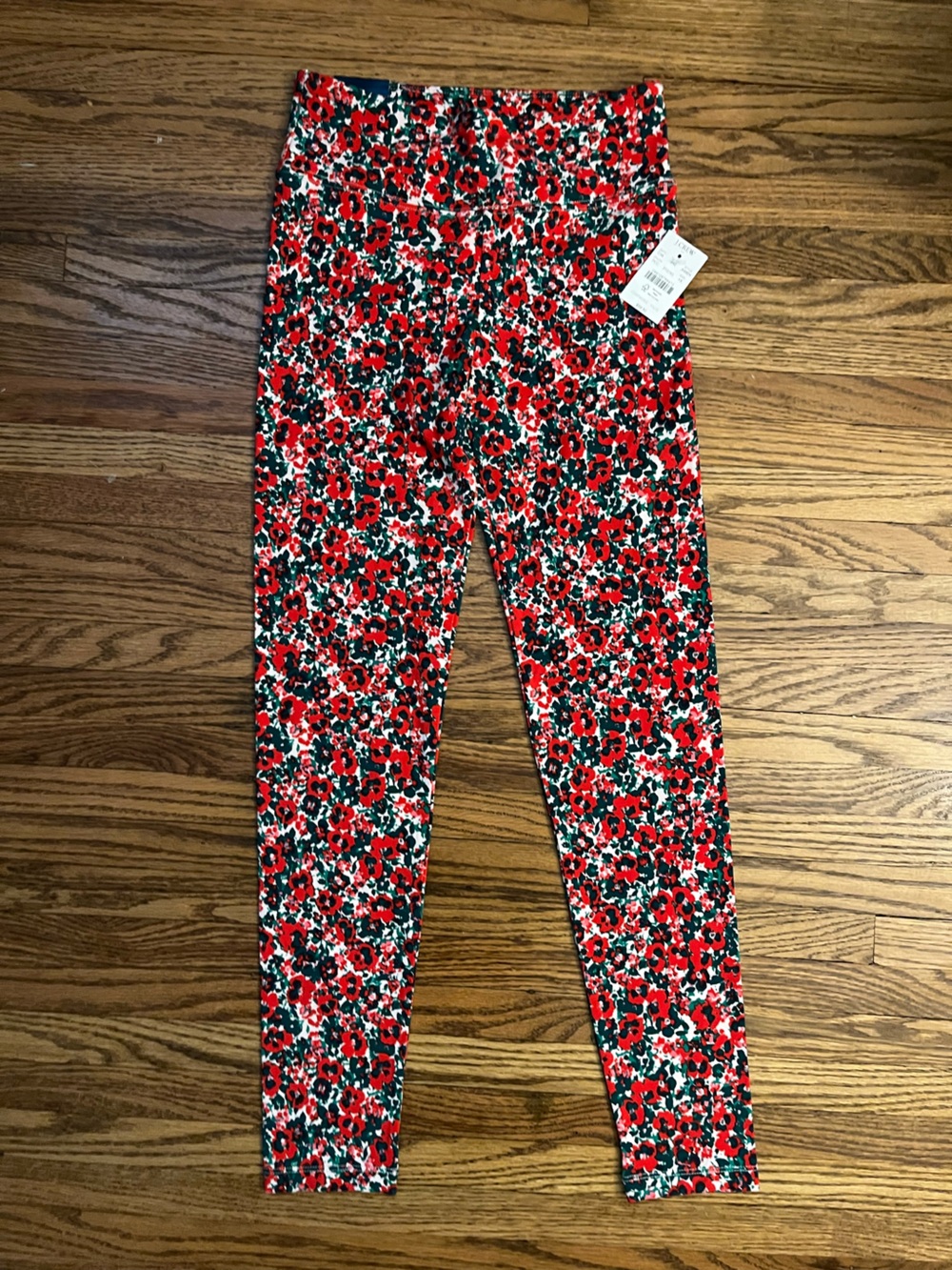 J. Crew Red Floral Print Leggings